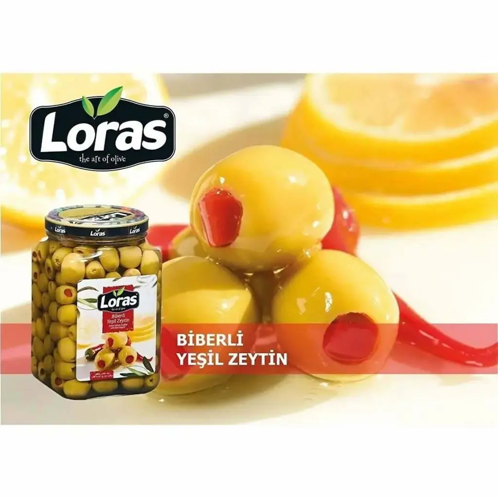 زیتون سبز Loras لوراس مغز فلفلی ۹۰۰ گرمی