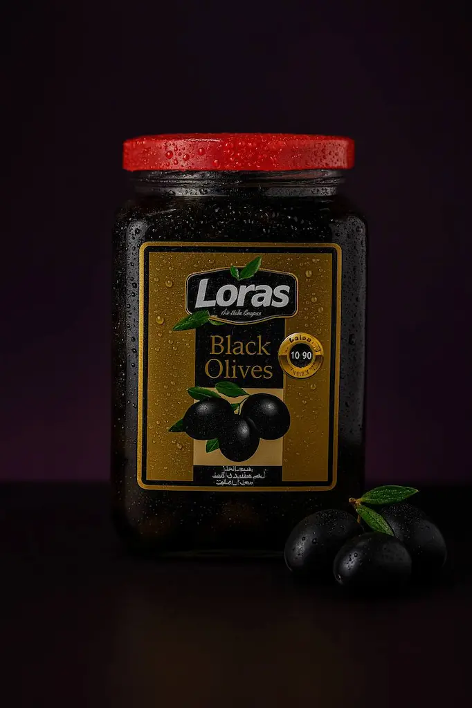 زیتون سیاه Loras لوراس شیشه ای عمده ۹۰۰ گرمی
