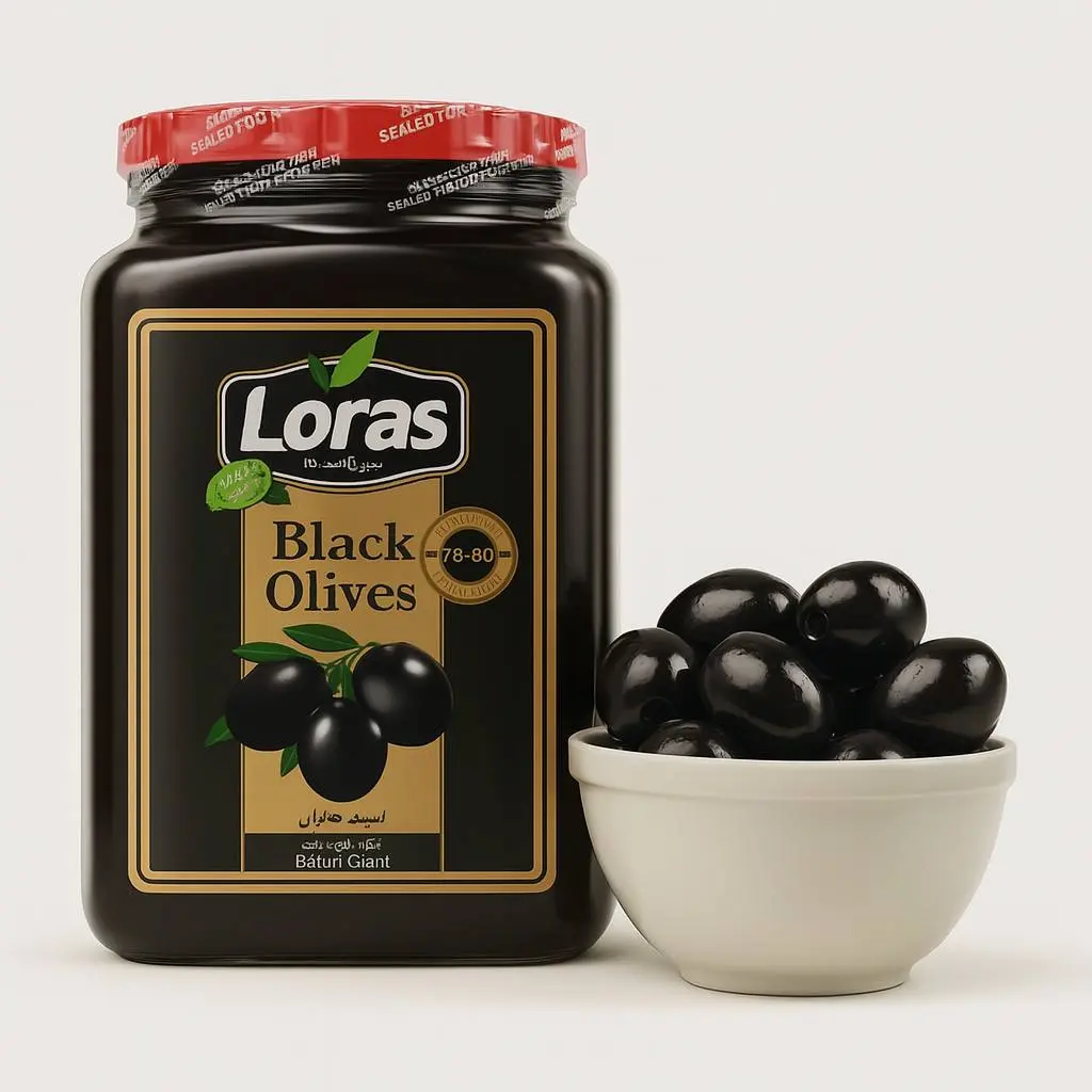 زیتون سیاه Loras لوراس شیشه ای عمده ۹۰۰ گرمی