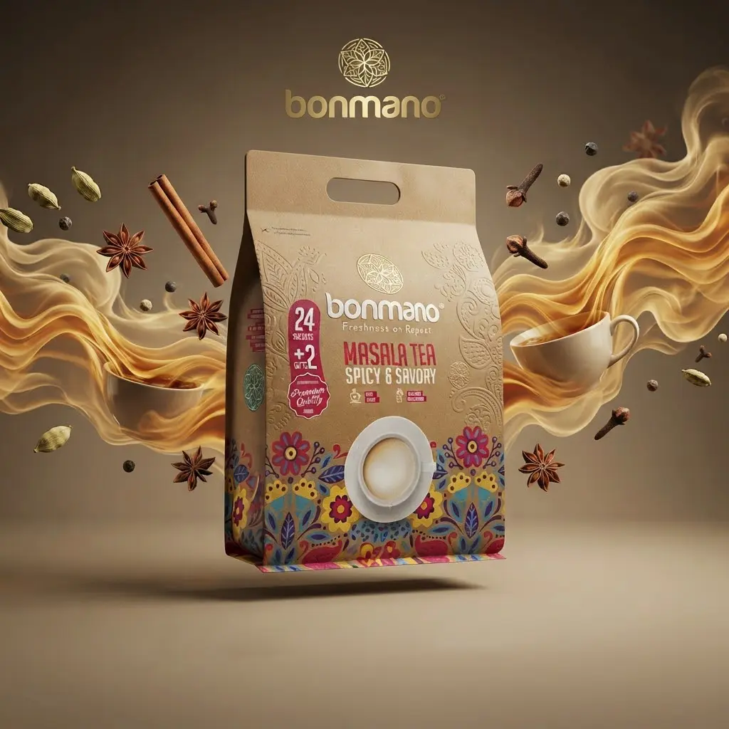 چای ماسالا بن مانو عمده ۶ بسته ۲۴ عددی + ۲ ساشه هدیه 1 چای ماسالا بن مانو عمده ۶ بسته ۲۴ عددی + ۲ ساشه هدیه